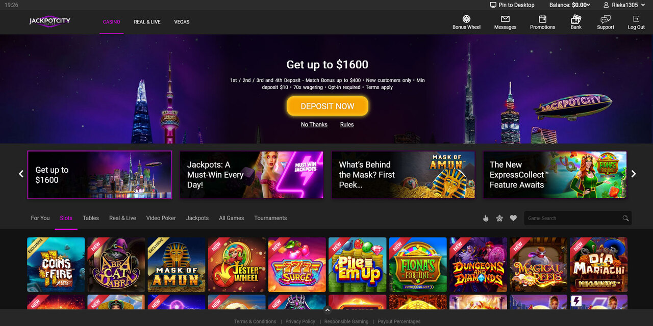 Les promotions et bonus sur casino en ligne Jackpot City